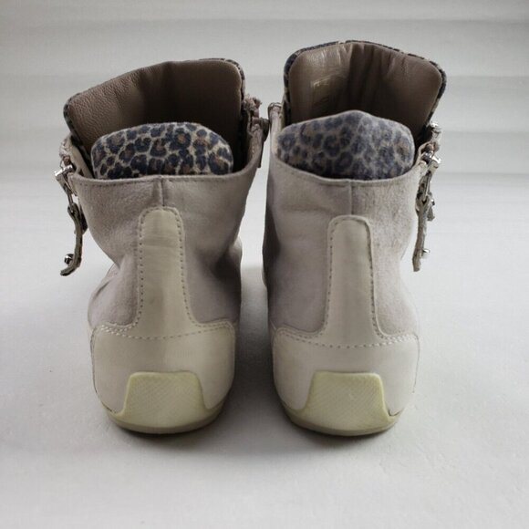 Candice Cooper High Top Sneaker Womens 7.5 EU 38 Beige Suede Side Zip Shoe Italy - Picture 8 of 11